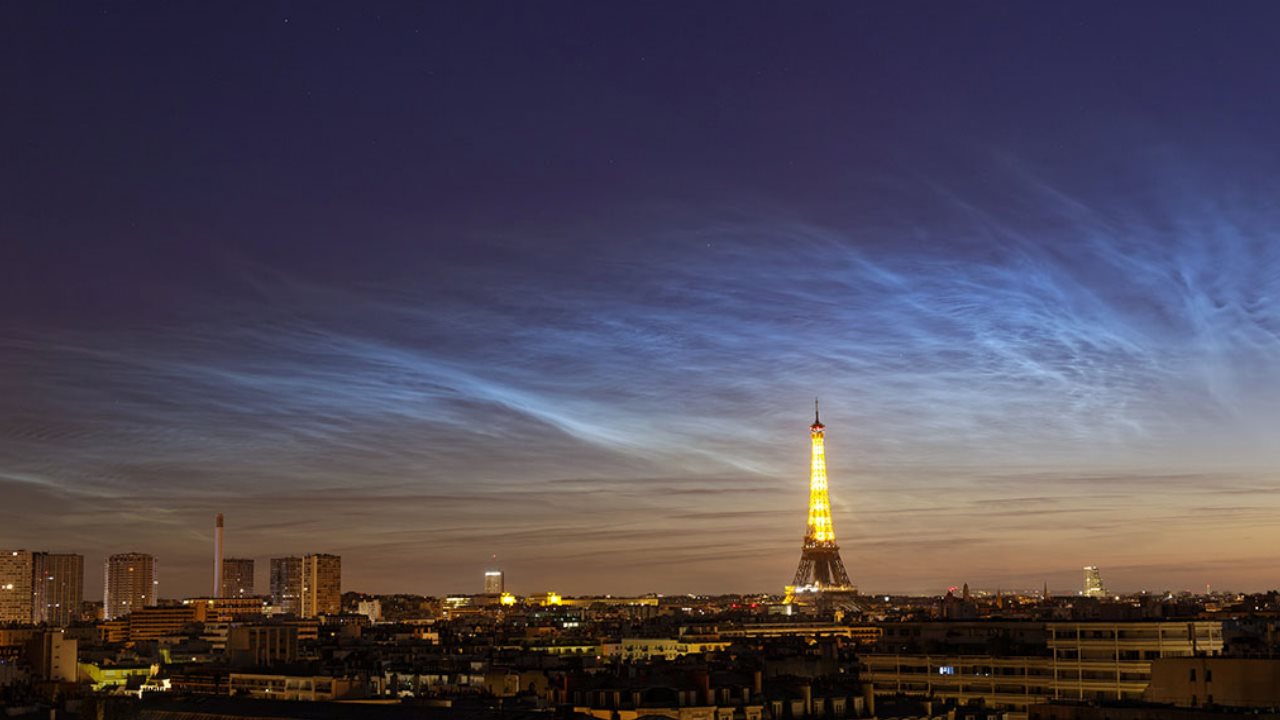 ابرهای شب تاب بر فراز پاریس — تصویر نجومی ناسا