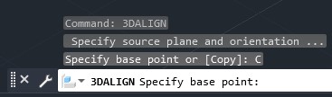 پیغام دستور 3dalign بعد از کلیک بر روی گزینه copy