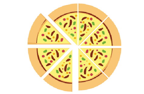 جدا کردن سه قسمت از هشت قسمت پیتزا