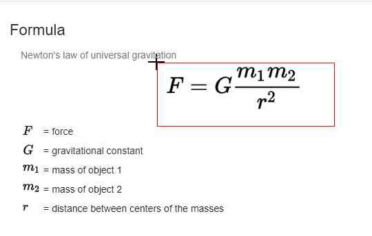 تبدیل عکس فرمول نیروی جاذبه به فرمول تایپی