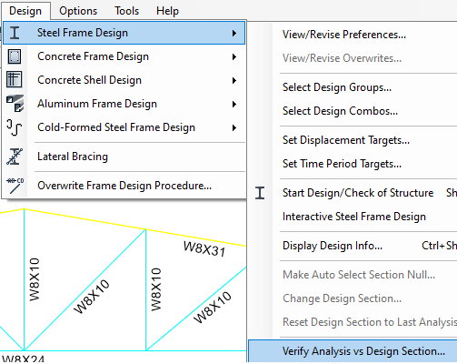 بررسی مطابقت تحلیل و طراحی در برنامه SAP2000