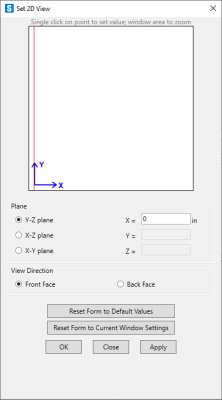 پنجره تنظیم نمای دوبعدی در نرم افزار SAP 2000