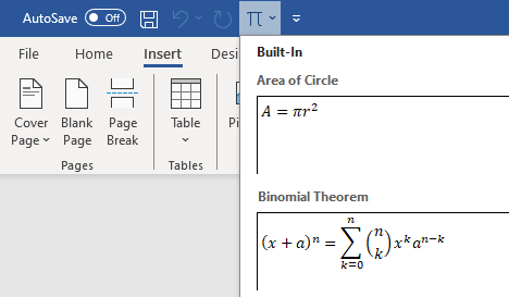 اضافه شدن ابزار فرمول نویسی به نوار ابزار دسترسی سریع ورد - فرمول نویسی در ورد