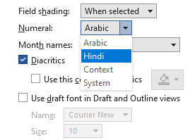 بخش Show document content در منوی advanced