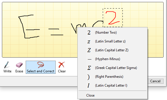تنظیمات اصلاح و ویرایش فرمول در ink input control