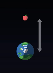فاصله سیب از زمین در سقوط عمودی سیب به سمت زمین