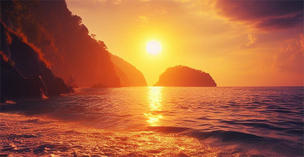 خورشید به سطح آب دریا می تابد و با بالا بردن دمای آن، سبب تبخیر آب می شود