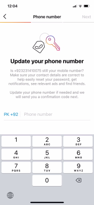 تغییر شماره تلفن برای بالا بردن امنیت در اینستاگرام 
