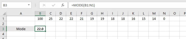 تابع MODE برای محاسبه میانگین در اکسل