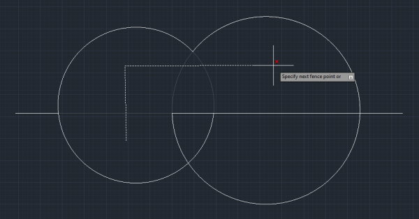 مثال استفاده از گزینه fence در دستور TRIM در AutoCAD