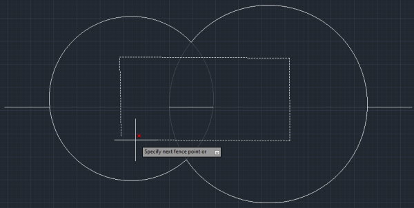 مثال استفاده از گزینه fence در دستور TRIM در AutoCAD