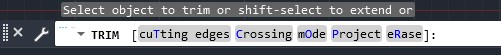 گزینه های دستور TRIM در AutoCAD
