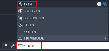 دستور TRIM در نوار خط فرمان اتوکد