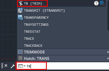 اختصار دستور TRIM در اتوکد