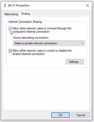 فعال کردن ابزار اشتراک گذاری اینترنت در ویندوز 
