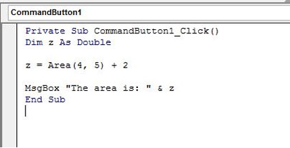 معرفی تابع در vba