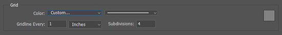 تنظیم مشخصات Grid در فتوشاپ