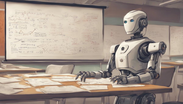 یک ربات نشسته در یک کلاس درس (تصویر تزئینی مطلب کاربردهای هوش مصنوعی)