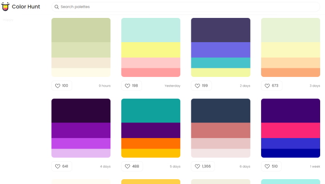 سایت ColorHunt‌ یک سایت کاربردی برای برنامه نویسان و طراحان وب سایت