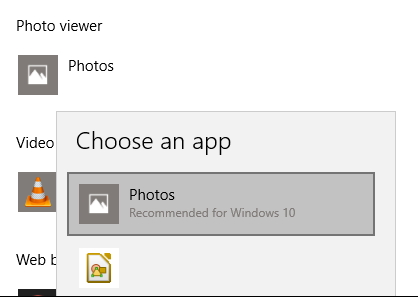 تنظیم برنامه Microsoft Photos به عنوان نرم افزار پیش فرض