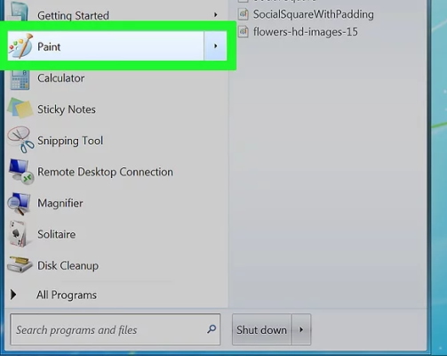 استفاده از برنامه Paint برای ذخیره اسکرین شات در ویندوز 7