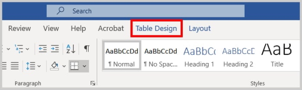 زبانه Table Design