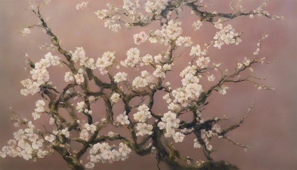 نقاشی رنگ و روغن شکوفه های بهاری
