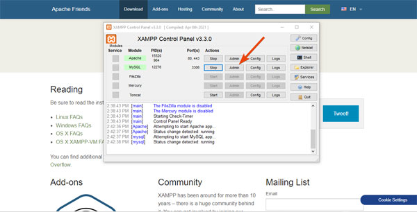 اتصال به پایگاه داده در xampp