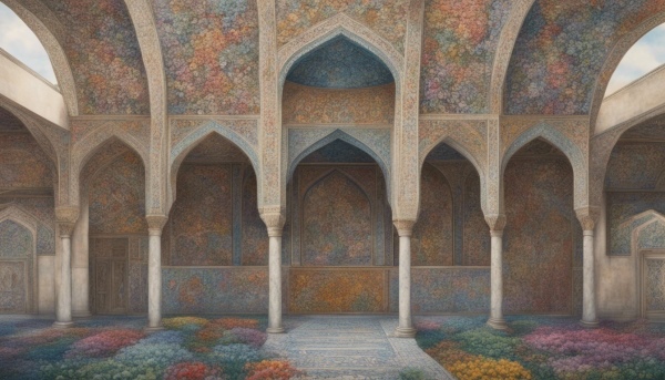 نقاشی راهروی خانه قدیمی ایرانی 