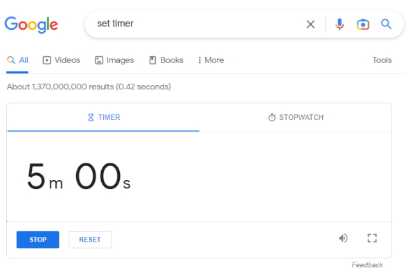 تایمر در Google