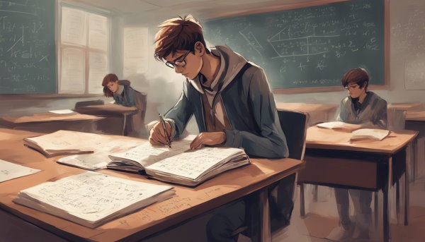 دانش آموز در حال نوشتن (تصویر تزئینی مطلب نسبت های مثلثاتی)