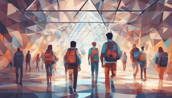 دانش آموزان در حال راه رفتن (تصویر تزئینی مطلب نسبت های مثلثاتی)