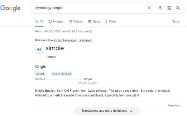 ترفند دیدن ریشه کلمات در گوگل
