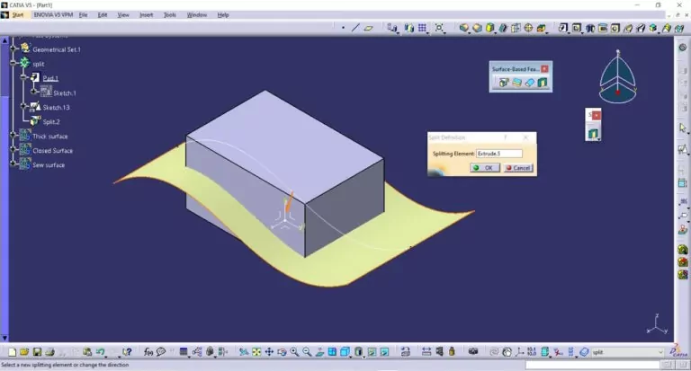 برش سطح در کتیا – ابزار Split در CATIA – به زبان ساده