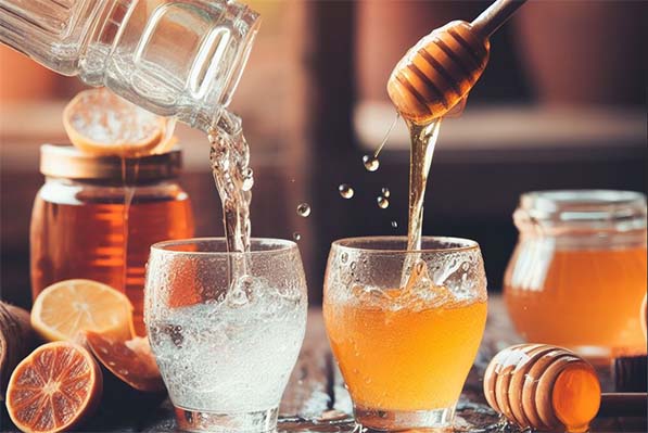 ریختن عسل و آب از لیوان - مقایسه ویکوزیته آب و عسل