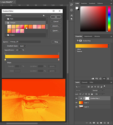 تغییر رنگ در فتوشاپ با Gradient map