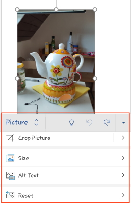 استفاده از گزینه های بیشتر برای ادیت عکس در برنامه ورد گوشی 