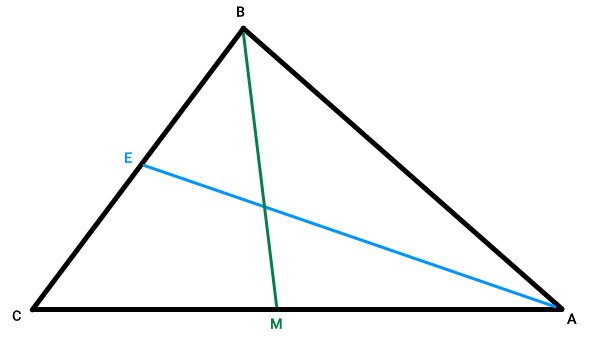 دو میانه مثلث مختلف الاضلاع