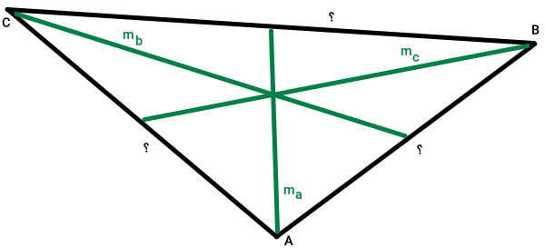 مثلثی به سه میانه معلوم و سه ضلع مجهول