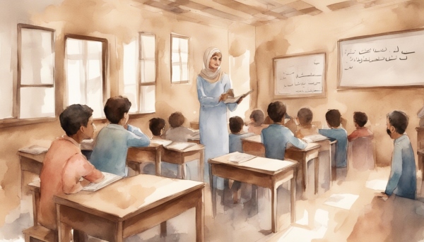 کلاس درس عربی با معلم و دانش آموزان