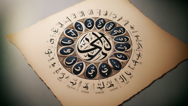کالیگرافی زبان عربی روی کاغذ 