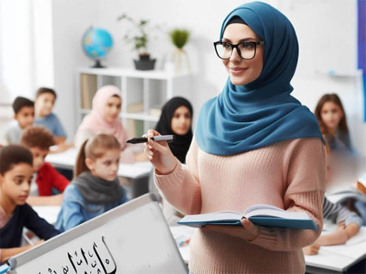معلمی در حال تدریس عربی