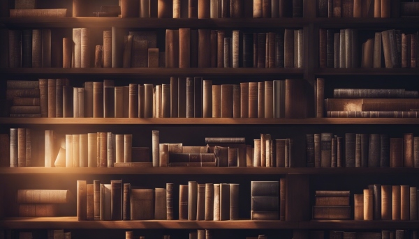 قفسه کتابخانه پر از کتاب