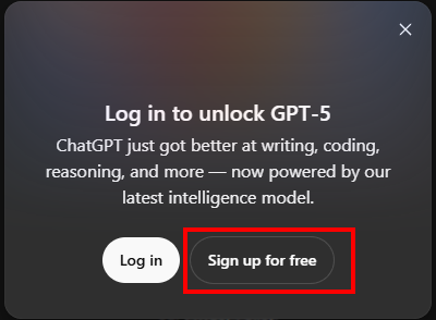 دکمه ثبت نام رایگان چت جی پی تی که در سایت آن وجود دارد و با زدن این دکمه، فرایند ثبت نام ادامه پیدا میکند.