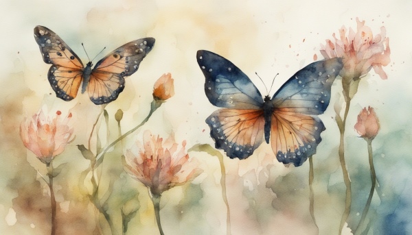 نقاشی رنگی دو پروانه