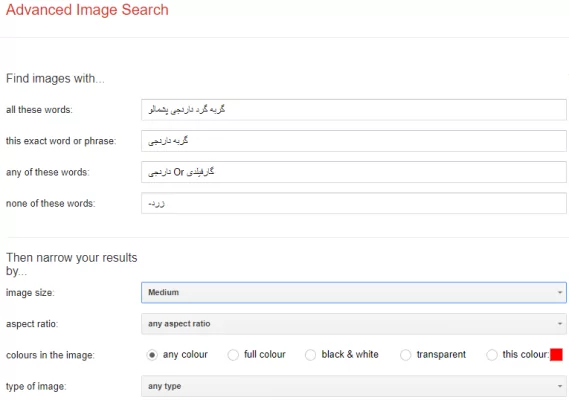 جست و جوی پیشرفته عکس در گوگل