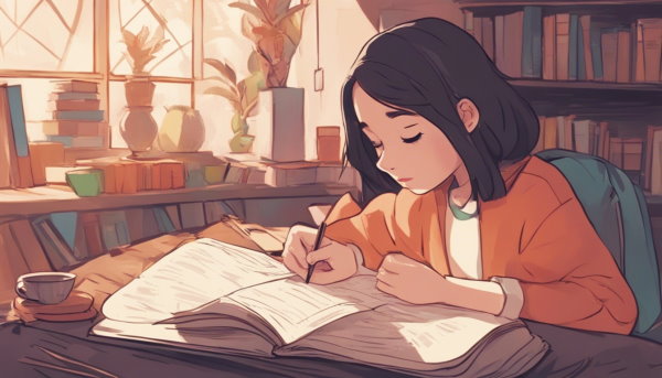 دختری در حال نوشتن (تصویر تزئینی مطلب روش های درس خواندن سریع)