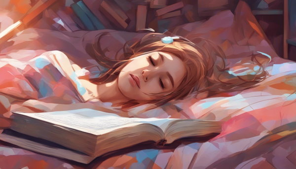 دختری خواب در کنار یک کتاب (تصویر تزئینی مطلب روش های درس خواندن سریع)