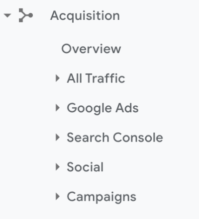 گزارش acquisition در گوگل آنالیتیکس