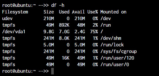 مثال استفاده از دستورات لینوکس df و mount